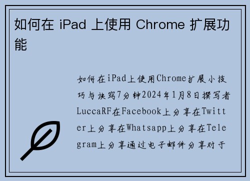 如何在 iPad 上使用 Chrome 扩展功能 